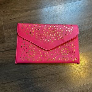 Pink & gold clutch